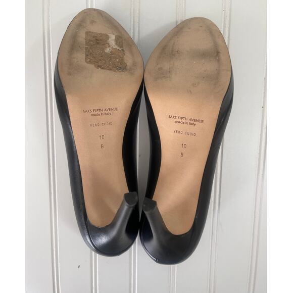 Saks Fifth Avenue Angie Black Pump Heels Stiletto Made in Italy Size Women's 10 - Picture 8 of 10